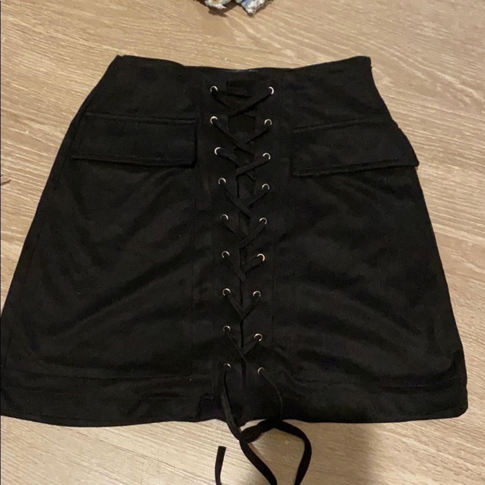 Black suede skirt